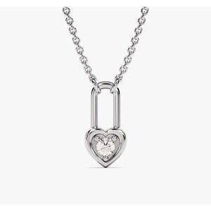 🆕 14k Gold Filled Heart Padlock Charm Necklace Delicate Cubic Zirconia